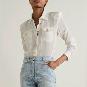 Balmain Cream Silk Blouse